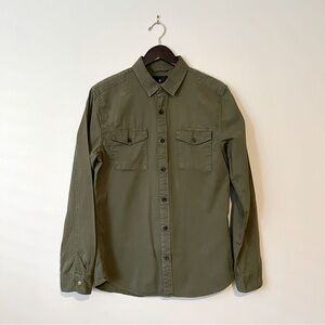 Roark Long Sleeve Button Down Shirt, Army Green, Size M
